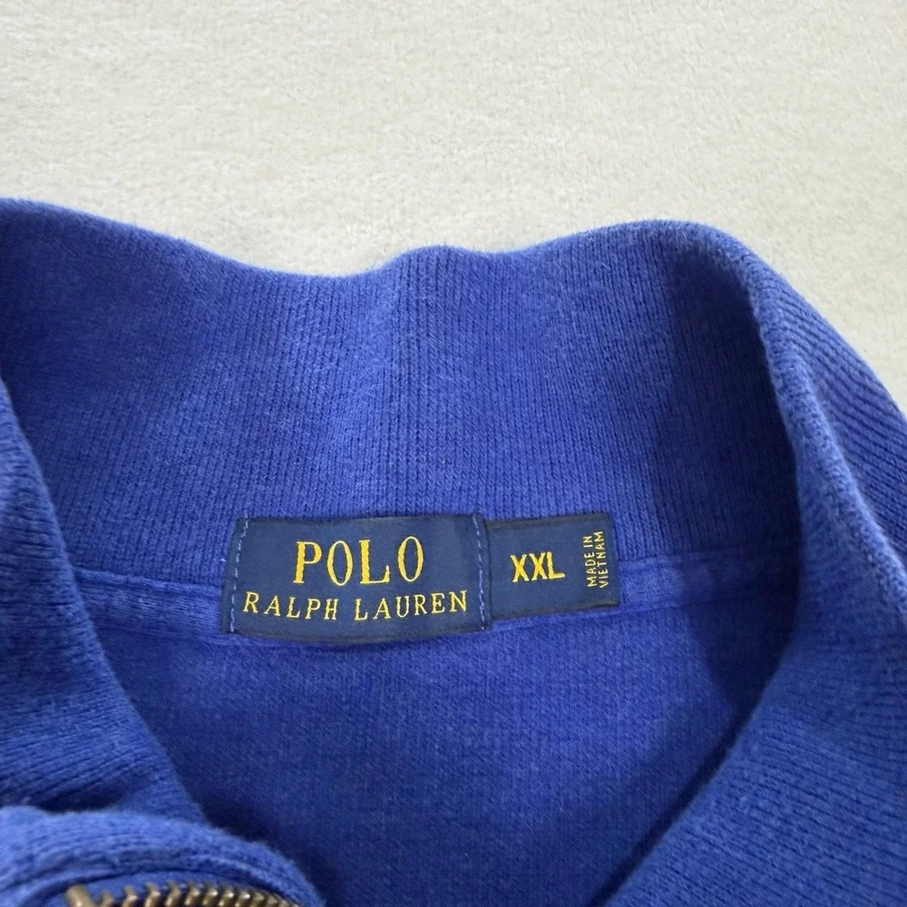 Polo Ralph Lauren‎ Sweater Mens XXL Blue 1/4 Zip Mock Neck Cotton Pullover